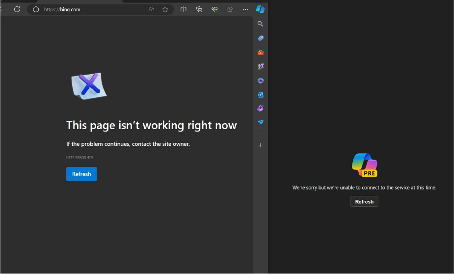 Interrupción de Microsoft