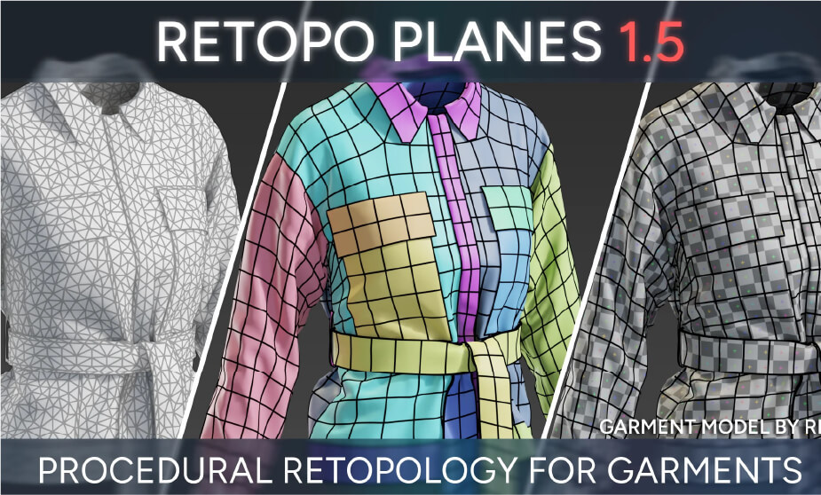 Optimización de retopología de tela en Blender con Retopo Planes